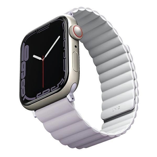 Curea Ceas Reversibila Uniq Revix Magnetica Apple Watch Seria 4/5/6/7/8/SE/SE2/Ultra Liliac- Alb - 1 | YEO